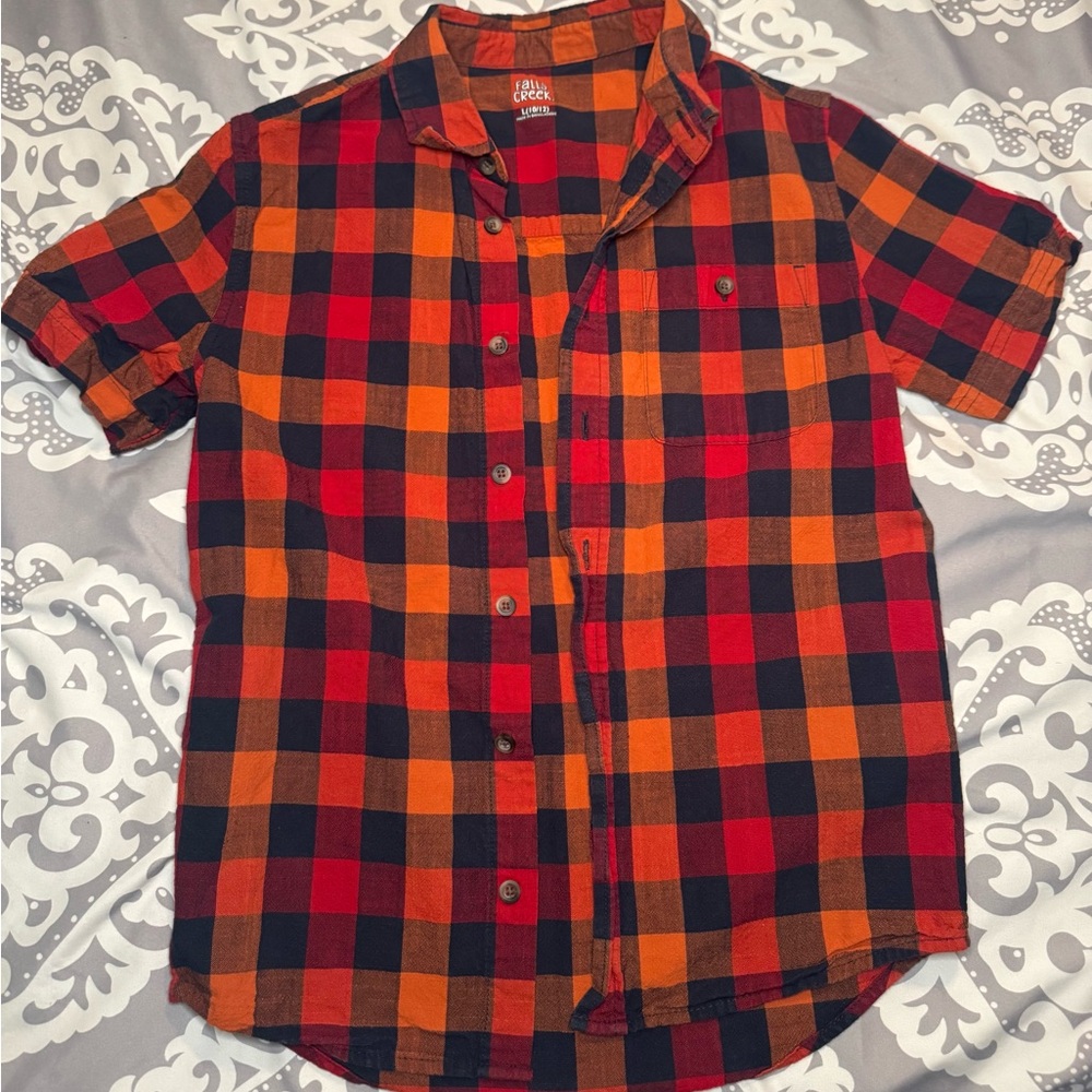 Falls Creek Kids Checkered Shirt - Red and Orange
